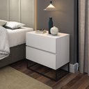 Ver imagem 1 de Mesa de Cabeceira 2 Gavetas Cor para Cama Casal com Pés de Ferro Estilo Industrial