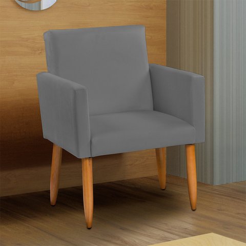 Poltrona Decorativa Cadeira Reforçada Para Sala E Recepção Escritório Suede Cores Pé Castanho