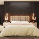 Ver imagem 2 de Cabeceira Estofada Cama Casal King Size Led Splend 200 Cm Buclé Bege
