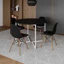 Ver imagem 1 de Mesa Jantar Industrial Redonda 110cm Preta Base V Ferro Branco com 4 Cadeiras Eames Preta Base Madei