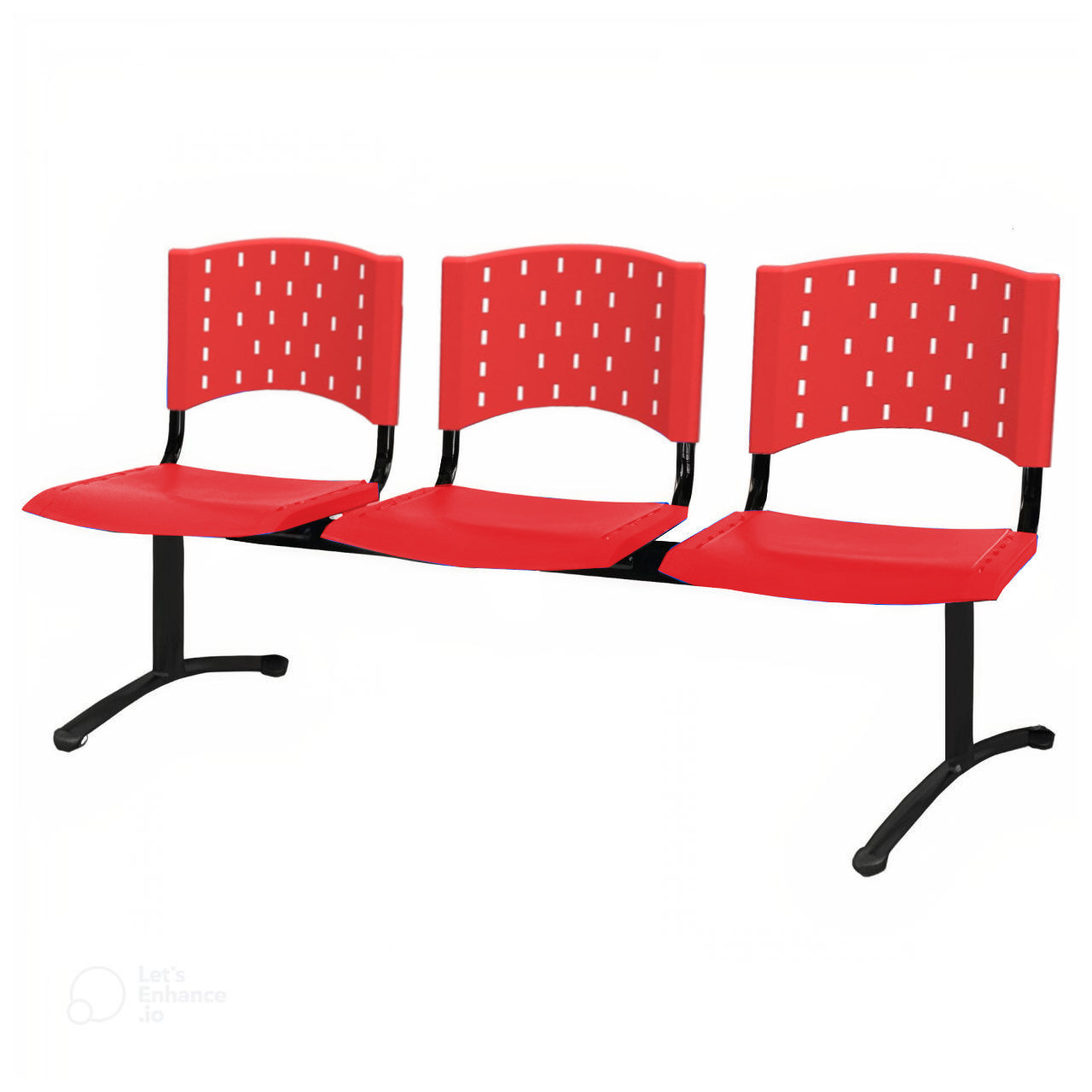 Cadeira Longarina Plastica 03 Lugares – Vermelho - 1