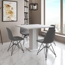 Ver imagem 1 de Mesa Jantar Londres Quadrada Branca 90cm 4 Cadeiras Estofadas Grafite Eames Ferro Preto
