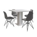 Ver imagem 6 de Mesa Jantar Londres Quadrada Branca 90cm 4 Cadeiras Estofadas Grafite Eames Ferro Preto