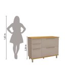 Ver imagem 5 de Balcão de Cozinha com Tampo 1,20m 2 Portas 3 Gavetas Munique Freijó / Camurça Indekes