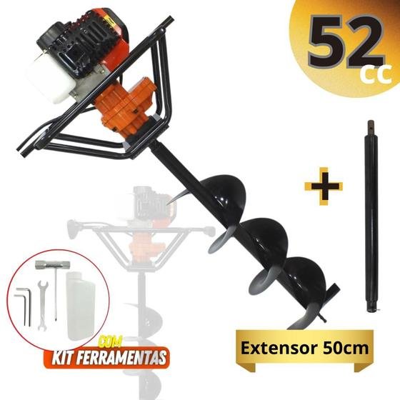 Perfurador Maquina de perfurar a Gasolina Vulcan VPS520 com broca 80x20cm + extensor alongador 50cm 