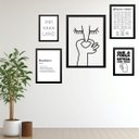 Ver imagem 1 de Kit 5 Quadros para Banheiro Frases Divertidas:madeira Branca