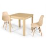 Conjunto Mesa de Jantar Quadrada Sofia Natural 80x80cm com 2 Cadeiras Eames Eiffel - Nude - 1