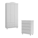 Ver imagem 1 de Kit Cômoda e Roupeiro Lara Sofisticado Qualidade Premium:branco Branco