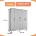 Ver imagem 3 de Guarda-Roupa 6 Portas 3 Gavetas Amanda Yescasa Branco