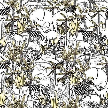 Papel de Parede Adesivo Selva Animais 410388901 Rolo 0,58x3M