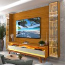 Ver imagem 1 de Rack com Painel para TV até 84 Polegadas com LED 100% MDF 293CMX238CM Pés em Madeira Maciça Espelhos Luminare Requinte