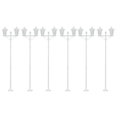 Kit 6 Postes 1,6m Luminária Branco Jardim E27 Grega Lente Fosca Clássico Dital