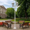 Ver imagem 2 de Kit 6 Postes 1,6m Luminária Branco Jardim E27 Grega Lente Fosca Clássico Dital