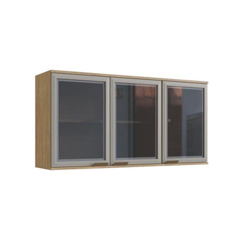 Armário de Cozinha 3 Portas Vidro Fumê Casablanca Casamia