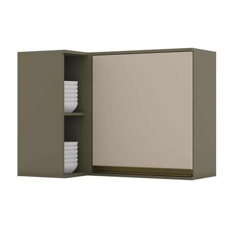 Armário Aéreo Canto Reto 01 Porta Connect Duna Cristal Henn