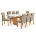 Ver imagem 2 de Conjunto Sala de Jantar 8 Lugares Retangular Tampo Vidro/MDF 200x90cm Mesa Lyra e Cadeiras Carol