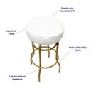 Ver imagem 4 de Banqueta Altura 65cm Bar Giratória cor Dourado fosco assento branco Kit 3 unidades Poltronas do Sul