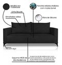Ver imagem 7 de Sofá Viena 2 Lugares Bouclê Preto 1.60m Pés em Aço para Sala Bz Home Decor