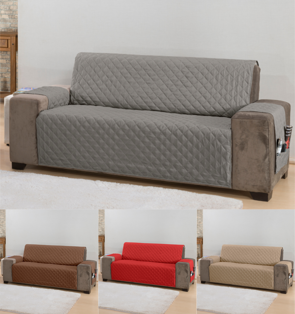 Protetor de sofá matelado tamanho especial padrão 2,2 metros capa sofa cor cinza - 5