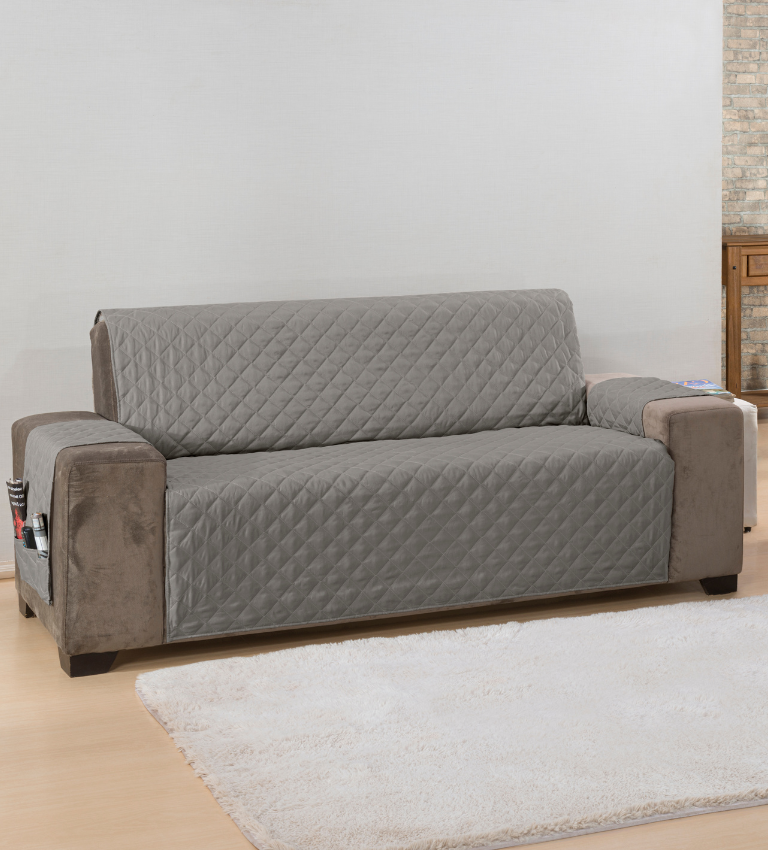 Protetor de sofá matelado tamanho especial padrão 2,2 metros capa sofa cor cinza - 4