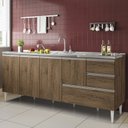 Ver imagem 4 de Gabinete Balcão para Pia 2 Metro com Gavetão Castanho