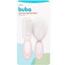 Ver imagem 2 de Kit Escova e Pente Bebê Buba Escova com Cerdas Macias e Pente com Pontinhas Arredondadas Rosa