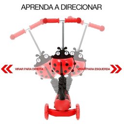 PATINETE JOANINHA SCOOTER 2 EM 1 CARRINHO COM ASSENTO E LUZ ALTURA AJUSTAVEL ATÉ 60KG 3 RODAS - 3