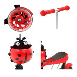 PATINETE JOANINHA SCOOTER 2 EM 1 CARRINHO COM ASSENTO E LUZ ALTURA AJUSTAVEL ATÉ 60KG 3 RODAS - 6