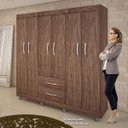 Ver imagem 7 de Quarto de Casal com Sapateira, Cômoda e Guarda-Roupa 6 Portas Clint Espresso Móveis