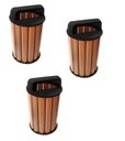 Ver imagem 2 de Kit de 3 Lixeira p/Coleta Seletiva 94L tampa Preta Madeira Plastica Ecologica