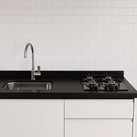 Pia de Cozinha Granito Negresco 150cm Parte Cooktop e Cuba: Negresco
