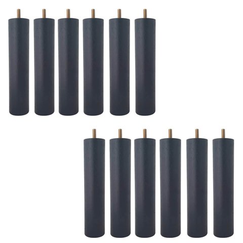 Conjunto 12 Pés de Cama 20cm Pés de Madeira Palito Box Baú Casal Preto