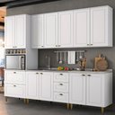 Ver imagem 1 de Cozinha Modulada com Pés 271,5cm 5 Peças 11 Portas 5 Gavetas Americana Henn - Branco/calcare