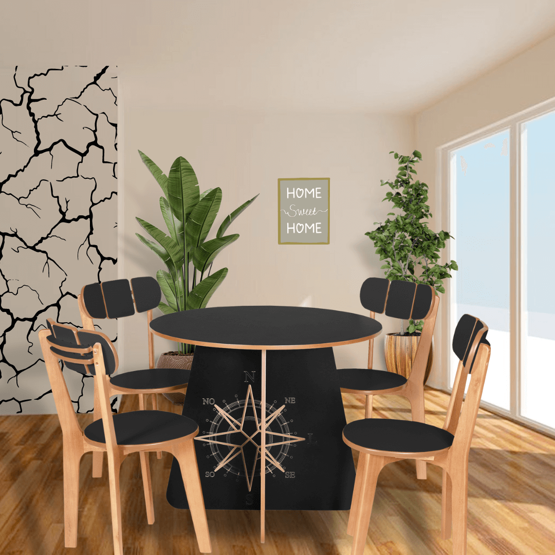 Conjunto Mesa de Jantar 100 Cm com 4 Cadeiras Preto - 2