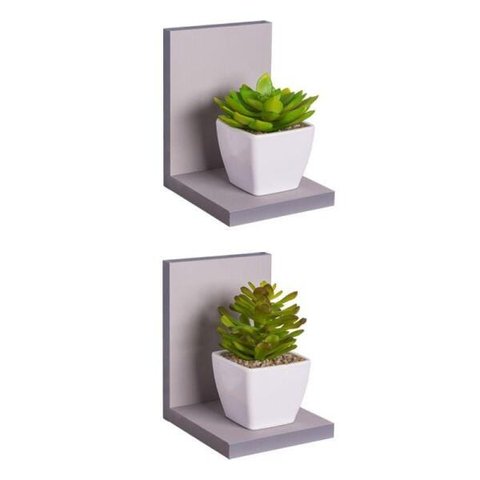 Kit 2 Prateleiras Buzios 15 X 12cm Cinza Claro