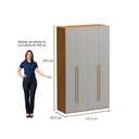 Ver imagem 4 de Guarda-Roupa Solteiro com 4 Portas e 3 Gavetas 137,5cm Multimóveis Crrui-GRP120 Madeirado/Cinza