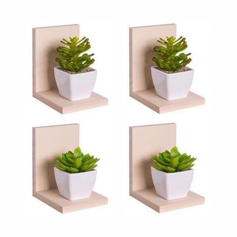 Kit 4 Prateleiras Buzios 15 X 12cm Bege Claro