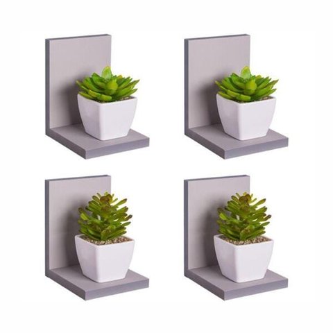 Kit 4 Prateleiras Buzios 15 X 12cm Cinza Claro