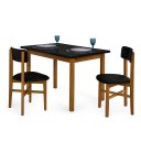 Ver imagem 2 de Mesa de Jantar Base Madeira Maciça com 2 Cadeiras Elisa Ideal para Apartamenteo 80x80 Preto