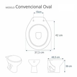 Assento Sanitário Almofadado Astra Convencional Oval Universal Preto - 3