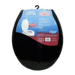 Assento Sanitário Almofadado Astra Convencional Oval Universal Preto - 1