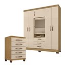 Ver imagem 1 de Guarda Roupa Casal Imperial com Cômoda Cannes 5 Gavetas Carvalho Americano Off White – Incorplac