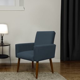 Cadeira Poltrona Sala Escritorio Recepção Nina Suede Azul Marinho Herrero - 1