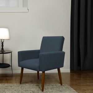 Cadeira Poltrona Sala Escritorio Recepção Nina Suede Azul Marinho Herrero