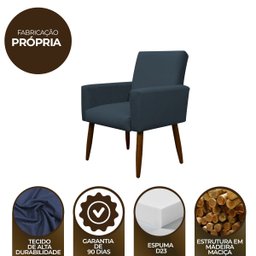 Cadeira Poltrona Sala Escritorio Recepção Nina Suede Azul Marinho Herrero - 7