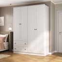 Ver imagem 1 de Guarda Roupa Solteiro 160cm C/ 4 Portas e 2 Gavetas 100% Mdf Cor:branco