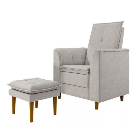 Poltrona Amamentação Confortável Lia Linho:cinza