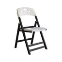Ver imagem 3 de Conjunto Mesa Dobrável 70x70 6 Ripas com 4 Cadeiras Preta com Assento Polipropileno - Branco