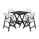 Ver imagem 1 de Conjunto Mesa Dobrável 70x70 6 Ripas com 4 Cadeiras Preta com Assento Polipropileno - Branco