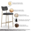 Ver imagem 6 de Kit 3 Banquetas Baixa Sala de Jantar Lisa Pés Champanhe PU Preto m² - Monari Design
